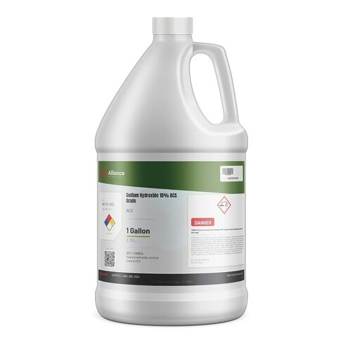 Alliance Chemical - هيدروكسيد الصوديوم 15% درجة ACS - 1 كوارت - تنظيف الصرف، صناعة الصابون، تعديل درجة الحموضة (NaOH) | كاس 1310-73-2 in Kuwait