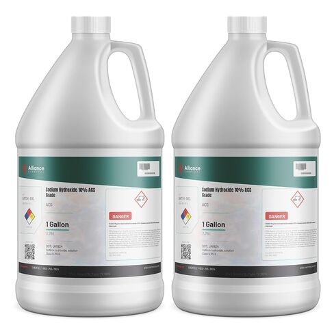 Alliance Chemical - هيدروكسيد الصوديوم 10% درجة ACS - دلاء 4 × 5 جالون - تنظيف الصرف، صناعة الصابون، تعديل درجة الحموضة (NaOH) | كاس 1310-73-2 in Kuwait