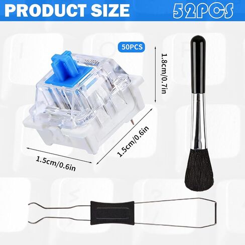 50pcs Clickers for 3D Prints,3 Pin Blue Keyboard Clickers,with A Switch Puller and A Brush,Mechanical Keyboard Switches, Dustproof and Waterproof Keyboard for Led Mechanical Gaming Keyboards in Kuwait