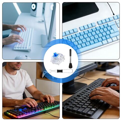 50pcs Clickers for 3D Prints,3 Pin Blue Keyboard Clickers,with A Switch Puller and A Brush,Mechanical Keyboard Switches, Dustproof and Waterproof Keyboard for Led Mechanical Gaming Keyboards in Kuwait