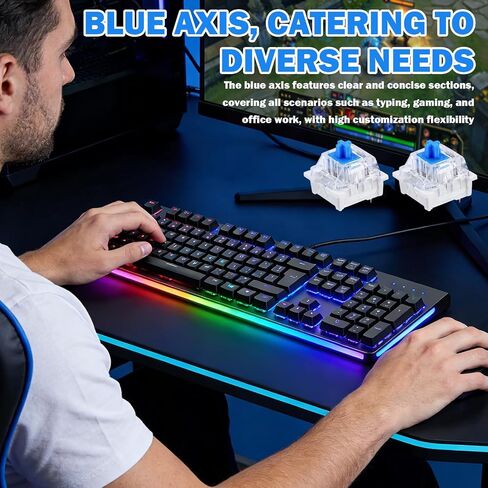 50pcs Clickers for 3D Prints,3 Pin Blue Keyboard Clickers,with A Switch Puller and A Brush,Mechanical Keyboard Switches, Dustproof and Waterproof Keyboard for Led Mechanical Gaming Keyboards in Kuwait