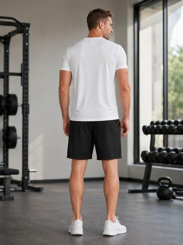 3Pack Men's Jogging Shorts Set with Zipper Pockets, Quick Dry Breathable Loose Fit Athletic Shorts in Kuwait