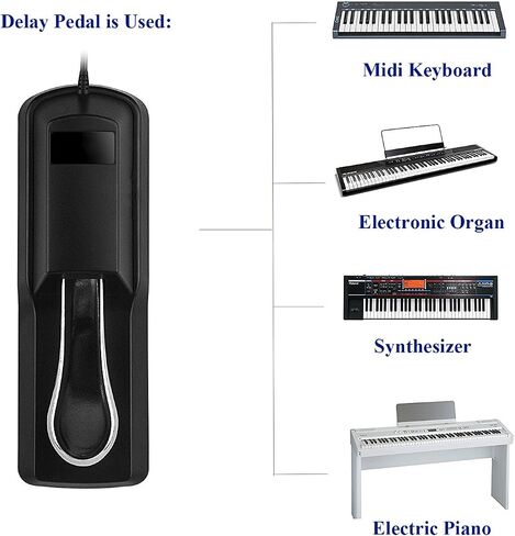 MaxLLTo Universal Sustain Keyboard Pedal For Yamaha DGX-620 DGX-630 DGX-640 PSR-450 PSR-340 PSR-350 DGX-220 DGX-230 CP33 DGX-202 DGX-203, Silver in Kuwait