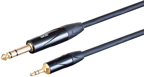 كابل ذكر TRS من Monoprice مقاس 1/4 بوصة إلى كابل ذكر TRS مقاس 1/8 بوصة - 6 أقدام - أسود، كابلات 24AWG On Tour، مطلية بالذهب - سلسلة المرحلة اليمنى in Kuwait