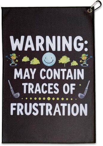 Funny Printed Golf Towel (16''x24''),Microfiber Golf Towel with Clip,Golf Gift for Dad Husband Birthday Christmas or Friends,Golf Bag Accessories for Men and Women (Black-White) in Kuwait