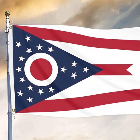 Ohio State Flag Simple Banner 3x5FT Indoor Walls, Outdoor Gardens, Decks, Car, Flags Decorations in Kuwait