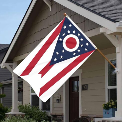 Ohio State Flag Simple Banner 3x5FT Indoor Walls, Outdoor Gardens, Decks, Car, Flags Decorations in Kuwait