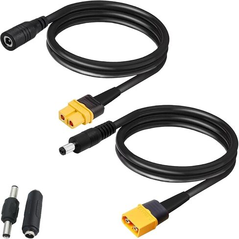 2 قطعة DC5.5x2.5mm إلى XT60 كابل شحن XT60 موصل رصاصة أنثى إلى DC5.5X 2.5 مم كابل محول جاك ذكر أنثى لمكواة لحام TS100، طاقة شاشة FPV، سلك طاقة الطائرة بدون طيار (1 متر) in Kuwait