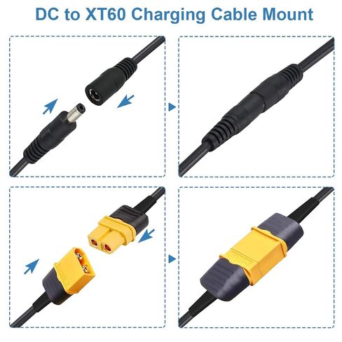2 قطعة DC5.5x2.5mm إلى XT60 كابل شحن XT60 موصل رصاصة أنثى إلى DC5.5X 2.5 مم كابل محول جاك ذكر أنثى لمكواة لحام TS100، طاقة شاشة FPV، سلك طاقة الطائرة بدون طيار (1 متر) in Kuwait