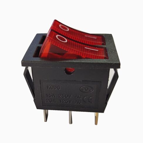 10pcs 6pin Toggle Switch Rocker Switch 25X31mm Push Button Switch 15-20A 125-250VAC with Red Indication Lamp and 2 Button KCD6R in Kuwait
