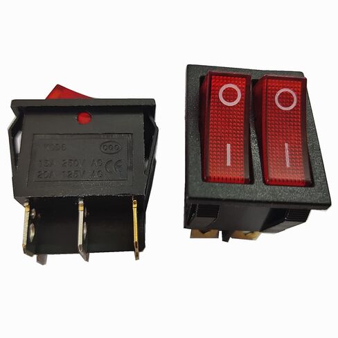 10pcs 6pin Toggle Switch Rocker Switch 25X31mm Push Button Switch 15-20A 125-250VAC with Red Indication Lamp and 2 Button KCD6R in Kuwait