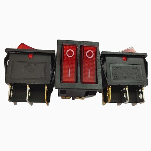 10pcs 6pin Toggle Switch Rocker Switch 25X31mm Push Button Switch 15-20A 125-250VAC with Red Indication Lamp and 2 Button KCD6R in Kuwait