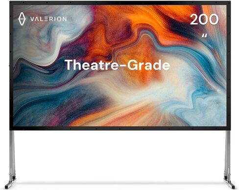 شاشة عرض خارجية مقاس 200 بوصة من Valerion مع حامل - إعداد لمدة 3 دقائق، حقيبة حمل بعجلات، دعم 4K/8K UHD، قائمة بذاتها، إطار معدني محمول، 16:9 HD، خفيفة الوزن للتخييم، الفناء الخلفي، المسرح المنزلي in Kuwait