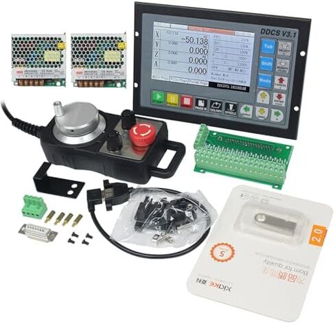 CNCTOPBAOS نظام التحكم في الحركة CNC ذو 4 محاور DDCSV3.1 غير متصل بذاته PLC، المغزل / السائر / التحكم في المحرك المؤازر + 100PPR MPG عقارب مع E-Stop مع 2 قطعة 75 وات 24 فولت تيار مستمر مزود طاقة in Kuwait