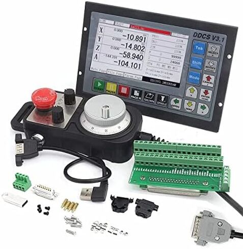 CNCTOPBAOS نظام التحكم في الحركة CNC ذو 4 محاور DDCSV3.1 غير متصل بذاته PLC، المغزل / السائر / التحكم في المحرك المؤازر + 100PPR MPG عقارب مع E-Stop مع 2 قطعة 75 وات 24 فولت تيار مستمر مزود طاقة in Kuwait