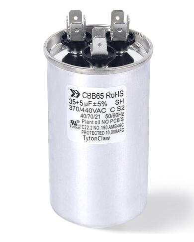 [UL Recognized] 35+5 µF 35/5 MFD ±5% Dual Run Capacitor for Condenser | 370/440VAC CBB65 HVAC capacitor for AC condenser, fan motor, compressor, heat pump. Match 35+5 µF; replaces C3355R, C4355R in Kuwait