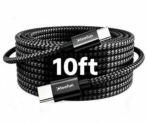 كابل CLEEFUN طويل USB C إلى USB C بطول 20 قدمًا، شاحن سريع من C إلى C من النوع C | حزمة واحدة من سلك USBC إلى USBC بقدرة 60 وات مضفر لهاتف iPhone 17 16 15 Pro Max وSamsung Galaxy S26 S25 S24 وPixel وPS5 Xbox وiPad/MacBook in Kuwait