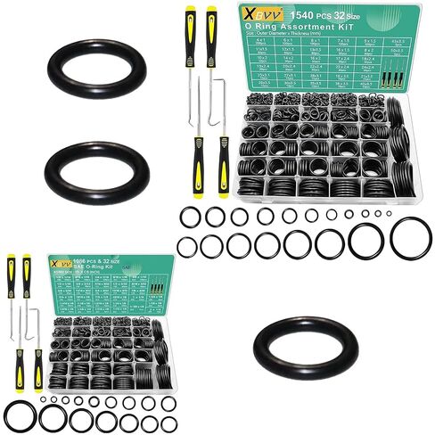 XBVV 1540 قطعة حلقة O مترية و1086 قطعة SAE O Ring مجموعة متنوعة للسيارات الهيدروليكية صنبور السباكة غسالة الضغط إصلاح الختم (مجموعة 2 في 1) in Kuwait