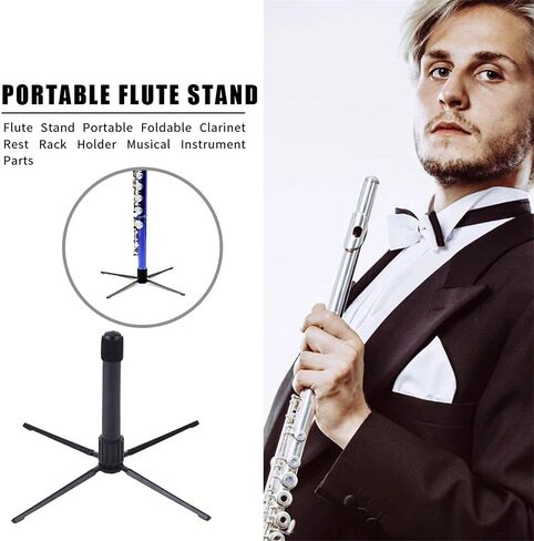Portable Foldable Flute Stand with Detachable Base and Felt Pad for Clarinet Rest Rack Holder(black) in Kuwait