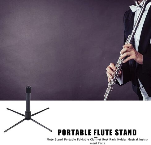 Portable Foldable Flute Stand with Detachable Base and Felt Pad for Clarinet Rest Rack Holder(black) in Kuwait