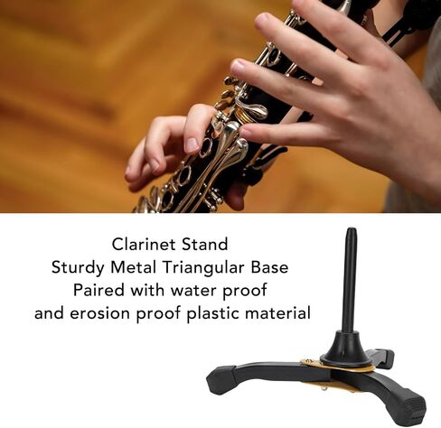 Qqmora Flute Clarinet Stand Heavy Duty Foldable Portable Tripod Stand Holder for Woodwind Instruments with Rubber Protective Covers and Thickened Pipe for Enhanced Stability in Kuwait