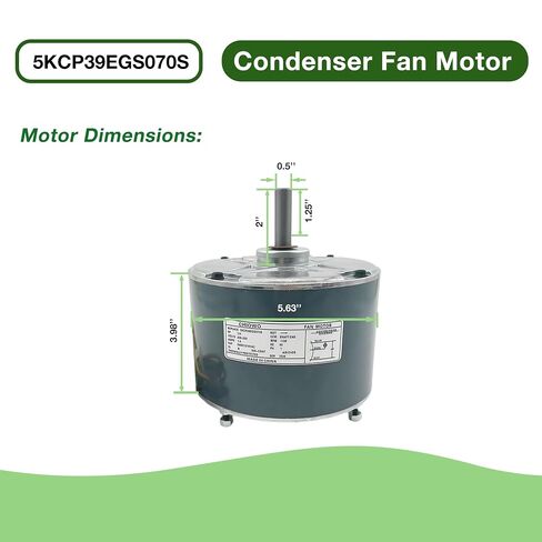 محرك مروحة مكثف 5KCP39EGS070S 1/4HP 208-230V 1.4A 1100RPM متوافق مع الناقل 5KCP39EGY823S Genteq GE3905 Bryant Payne HC39GE236,237 HC39GE234A Dayton 6DLL0 مع مكثف in Kuwait
