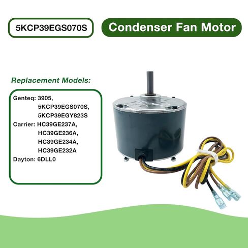 محرك مروحة مكثف 5KCP39EGS070S 1/4HP 208-230V 1.4A 1100RPM متوافق مع الناقل 5KCP39EGY823S Genteq GE3905 Bryant Payne HC39GE236,237 HC39GE234A Dayton 6DLL0 مع مكثف in Kuwait