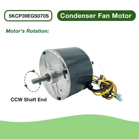 محرك مروحة مكثف 5KCP39EGS070S 1/4HP 208-230V 1.4A 1100RPM متوافق مع الناقل 5KCP39EGY823S Genteq GE3905 Bryant Payne HC39GE236,237 HC39GE234A Dayton 6DLL0 مع مكثف in Kuwait