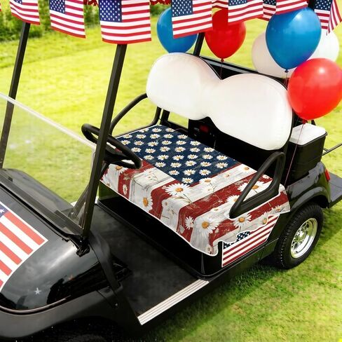 Independence Day Golf Cart Seat Covers American Flag Club Car Golf Cart Accessories 4th of July Golf Cart Decorations in Kuwait