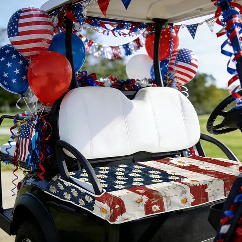 Independence Day Golf Cart Seat Covers American Flag Club Car Golf Cart Accessories 4th of July Golf Cart Decorations in Kuwait