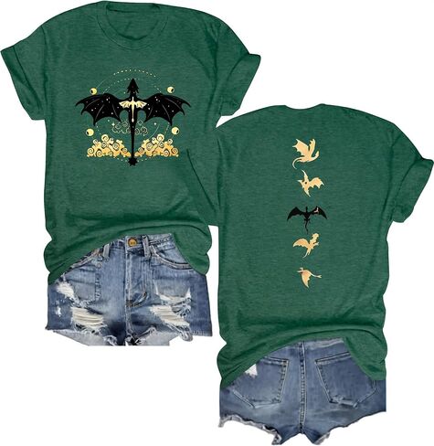 Women's Dragon Shirt Funny Reading Graphic T Shirt Book Lover Casual Tees | Polyester-cotton blend, dragon graphic, clubs/ fantasy reading and bookish adventures gift shirt, Machine washable. in Kuwait