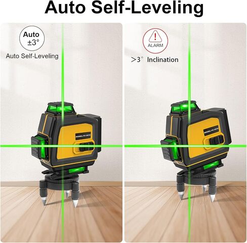 مستوى الليزر 360 ذاتي التسوية 4 × 360 درجة 16 خطًا متقاطعًا 4D أداة مستوى الليزر الأخضر مع بطاريتين، شاحن، للبناء/تعليق الصور/الأرضية/البلاط (فئة الليزر ll، خرج طاقة <1 مللي واط) in Kuwait