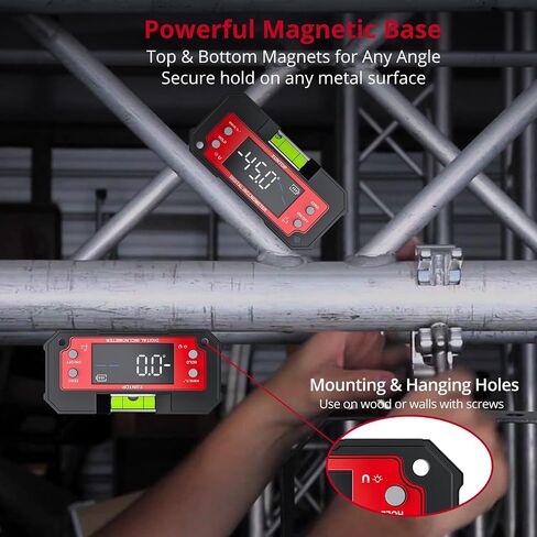 XUNTOP أداة تحديد الزوايا الرقمية ذات المحور المزدوج X-محور 4 × 90 درجة والمحور Y من ± 60 درجة صندوق مستوى القاعدة المغناطيسي القوي من النوع C مقياس الميل الرقمي القابل لإعادة الشحن مع شاشة LED لمنشار طاولة النجارة in Kuwait