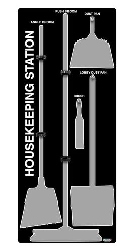 5S Housekeeping Shadow Board Broom Station Black/Gray (Board Only) in Kuwait