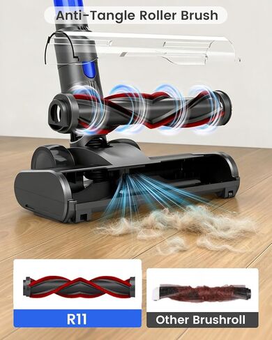 Cordless Vacuum Cleaner, 500W 40KPa 60Mins Vacuum Cleaners for Home, Anti-Tangle Rechargeable Vacuum with Green Light Wireless Vacumm for Pet Hair/Carpet/Hardwood Floor, Blue in Kuwait