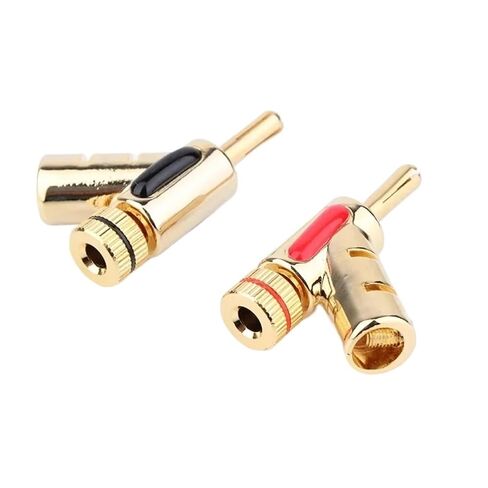 4/20/100Pcs 24K Gold Plated High PerformanceAudio Banana Connectors 45Dgree Locking Banana Plug for Speaker Cable(20Pcs (10Pairs)) in Kuwait