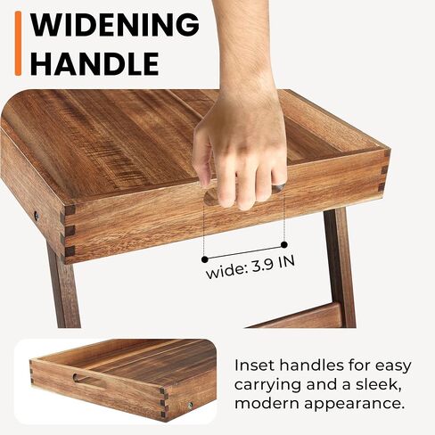 Extra Large Folding Bed Tray Table, 22’’ x 14’’ Acacia Wood Breakfast Tray, Food Serving Tray with Legs for Eating in Bed in Kuwait