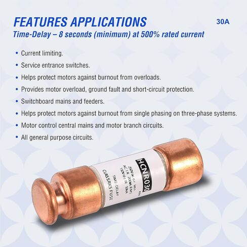Z 30 Amp 250V Dual Element Time Delay Class RK5 Cartridge Fuse 10-Pack - UL Listed in Kuwait