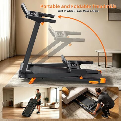 Treadmill with 12% Incline,Foldable Treadmill for Home,with 12 HIIT Modes,APP,Speaker,Heart Rate,7.45MPH 3 in 1 Walking Pad Treadmill,3.0HP Brushless Motor,300 LBS Capacity,with LED Display in Kuwait
