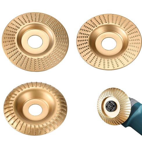 3pcs Wood Carving Discs, Carbon Steel Angle Grinder Polishing Pad Heavy-Duty Woodworking Grinding Wheel Set Angle Grinder Attachment for Cutting Shaping & Sanding (Flat + Beveled + Curved) in Kuwait