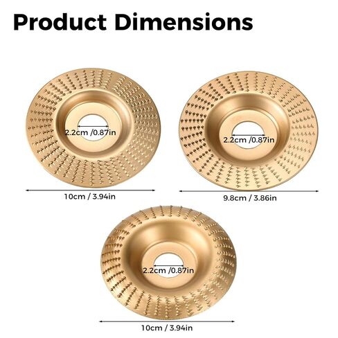 3pcs Wood Carving Discs, Carbon Steel Angle Grinder Polishing Pad Heavy-Duty Woodworking Grinding Wheel Set Angle Grinder Attachment for Cutting Shaping & Sanding (Flat + Beveled + Curved) in Kuwait