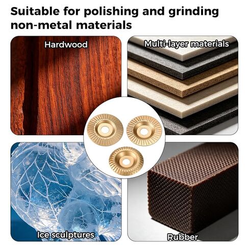 3pcs Wood Carving Discs, Carbon Steel Angle Grinder Polishing Pad Heavy-Duty Woodworking Grinding Wheel Set Angle Grinder Attachment for Cutting Shaping & Sanding (Flat + Beveled + Curved) in Kuwait