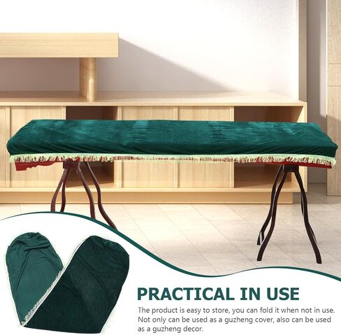 MAGICLULU Velvet Tassel Dust Cover for Guzheng, Protective Antique Style Instrument Cover in Dark Green, Universal Fit Guzheng Decorative Dustproof Sleeve for Musical Instruments in Kuwait