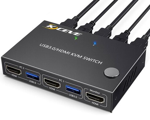 KCEVE KVM Switch 2 Monitors 3 Computers Displayport, USB 3.0 KVM Switch 3 Computer Sharing 2 Monitor and 4 USB 3.0 Devices, 4K@144Hz, Wired Remote(4K DP 3 in 2 Out KVM) in Saudi Arabia