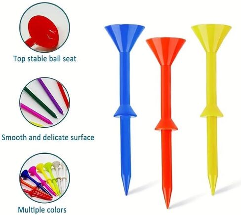 25 PCS Golf Tees, Martini Golf Tees, Premium Hard Plastic Material, Stable Support Design for Outdoor Course Training and Daily Sports Use Random Color in Kuwait