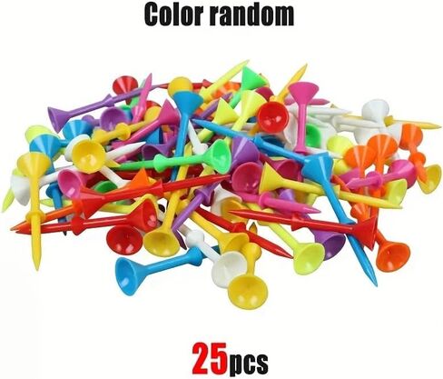 25 PCS Golf Tees, Martini Golf Tees, Premium Hard Plastic Material, Stable Support Design for Outdoor Course Training and Daily Sports Use Random Color in Kuwait