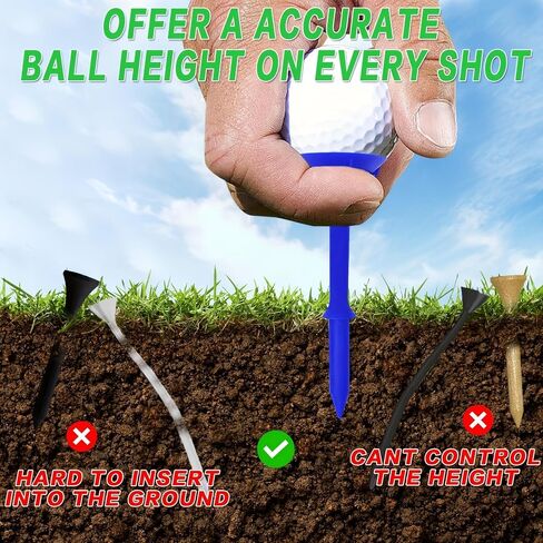 25 PCS Golf Tees, Martini Golf Tees, Premium Hard Plastic Material, Stable Support Design for Outdoor Course Training and Daily Sports Use Random Color in Kuwait