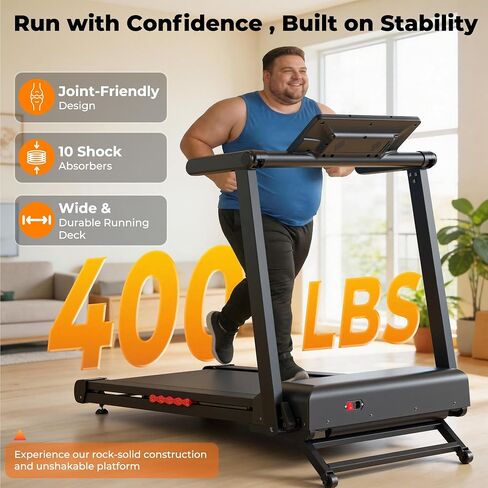 جهاز مشي JAGJOG للمنزل مع ميل تلقائي، جهاز مشي قابل للطي بقوة 4.5 حصان، 12 برنامج HIIT، شاشة لمس LED عريضة 18 بوصة، تطبيق ذكي ومعدل ضربات القلب، سعة 400 رطل، تجميع كامل in Kuwait