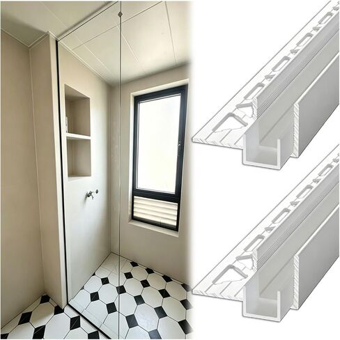 1/2in Glass Shower Door F Channel Trim, Recessed Aluminum Profile with Built-in Seal, Indoor Bathroom Enclosure & Terrace Balcony Glass Barrier(Gray,80cm/2.62ft) in Kuwait