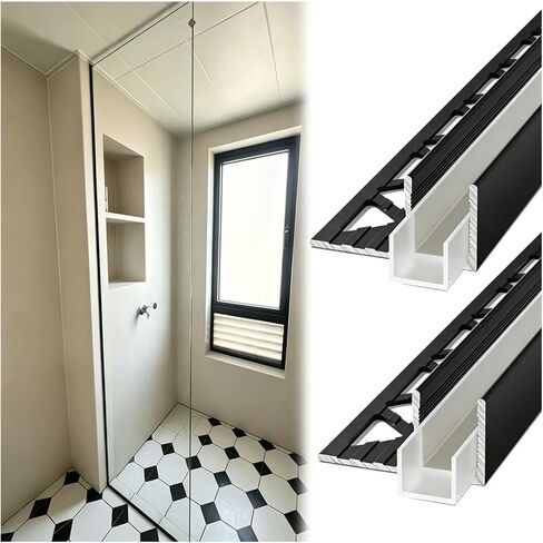 1/2in Glass Shower Door F Channel Trim, Recessed Aluminum Profile with Built-in Seal, Indoor Bathroom Enclosure & Terrace Balcony Glass Barrier(Gray,80cm/2.62ft) in Kuwait